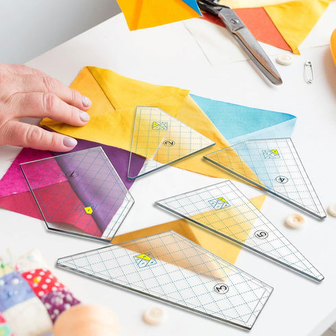 Quilting Template Set Acrylic Cutting Templates for Quilting Sewing Machine Ruler DIY Hand Patchwork Quilt Templates Ruler for Cut Mats 9 x 9 Inch...