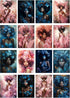 Decoupage Paper Pack (35 Sheets 6"x8") Graceful Enchanting Ladies Surrounded by Lovely Blue Flowers and Butterflies FLONZ Vintage Illustration Pic...
