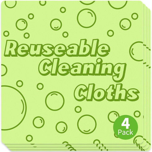 4 Pack Damp Clean Duster Towel Streakless Cloths Flexible Dusting Towel Magic Reusable Cleaning Cloths Scrub Wet Duster Sponge Absorbent Kitchen R...