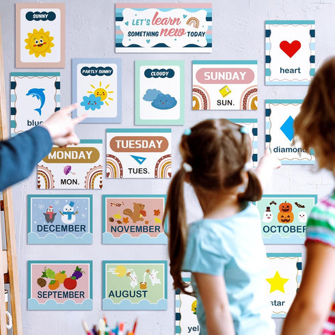 85 Pcs Boho Alphabet Number Bulletin Board Set Boho Alphabet Line for Classroom Wall Boho Classroom Decor Early Childhood Education Cards for Clas...