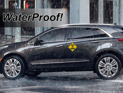 Zento Deals 2 Pack of Baby on Board Reflective Bright Yellow Magnetic Signs for Car - Best Safety Sign Accessories for Cars 5’’ by 5’’...