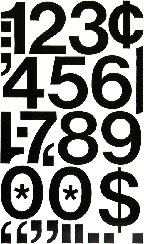 CHARTPAK Self-Adhesive Vinyl Numbers, 2 Inches High, Black, 12 per Pack (01150)...