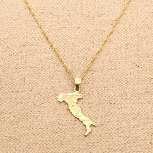 18K Gold Plated Map of Italy Necklace Pendant Jewelry for Italian...