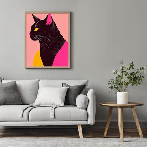 Posterizer 1 pcs-cute colorful art for cat lovers-Abstract & Modern Art-Art for Animal Lovers-Gift for Men Women Entrepreneur Teens - UNFRAMED Wal...