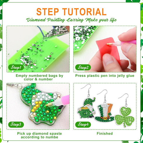 Huquary 9 Pairs Halloween Diamond Painting Earrings Making Kit with Tools 5D Dangle Drop Diamond Art Earring Kit Jewelry Making Kits for Adults Wo...