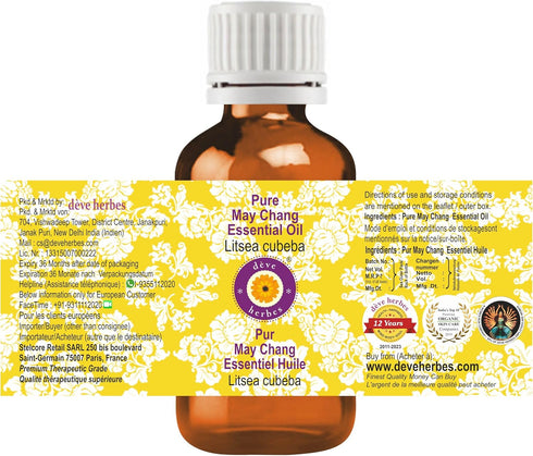 Deve Herbes Pure May Chang Essential Oil 15ml (0.50 oz)...