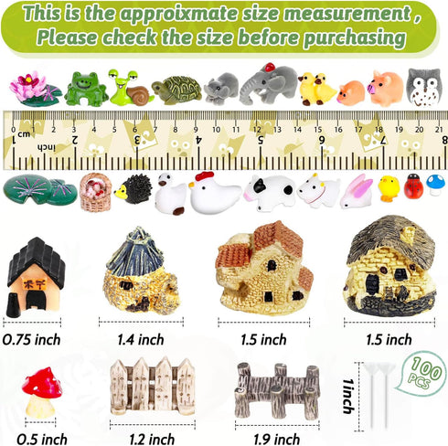 172Pcs Miniature Fairy Garden Accessories including 100Pcs Fixed Pins, modacraft Fairy Garden Kit Fairy House Animal Figurines Mini Landscape for ...