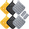 Heat Resistant Potholders Hot Pads-6 Kitchen Pot Holders Set with 2 Pan Hot Handle Holders Trivet for Cooking and Baking,with Recycled Infill Terr...