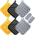 Heat Resistant Potholders Hot Pads-6 Kitchen Pot Holders Set with 2 Pan Hot Handle Holders Trivet for Cooking and Baking,with Recycled Infill Terr...