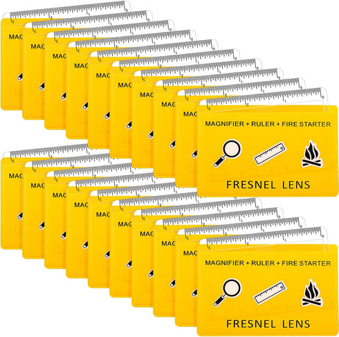 20 Pieces Fresnel Lens Credit Card Magnifier Pocket Plastic Ruler Starting Solar Fire Emergency Bushcraft Survival Compact Outdoor Leisure Classro...