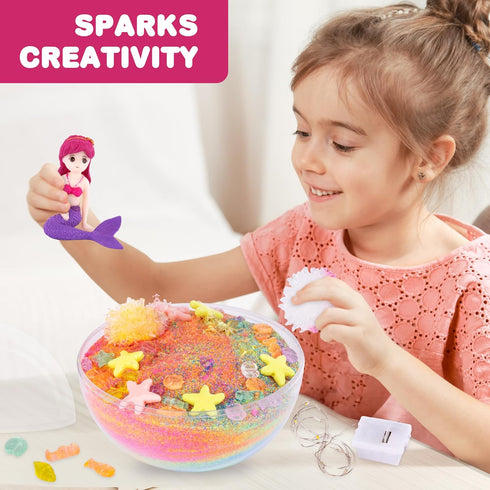 ArtCreativity Crystal Mermaid Terrarium Kit for Kids - Mermaid Craft STEM Project for Toddlers 4-6 - Adorable Mermaid Gift for Girls 5-7 with Fair...