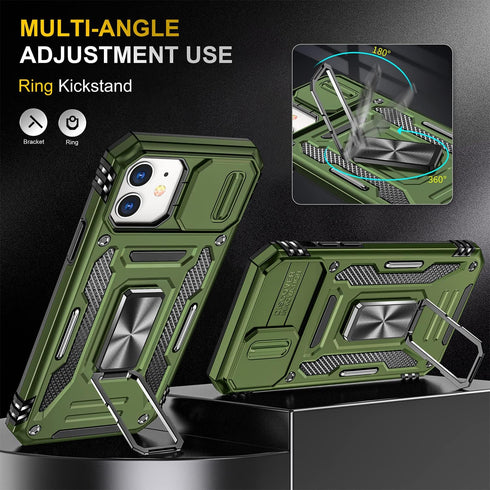 PASNEW for iPhone 11 Case with Lens Protection,360° Rotate Manetic Ring Kickstand Camera Cover Military Full Body Shockproof Shell Protection Case...