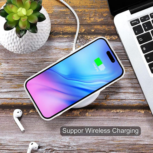 MZELQ Silicone Compatible with iPhone 15 Case, Card Holder Camera Protection Cover + Screen Protector, Card Slot Soft Slim Phone Case -Crystal......