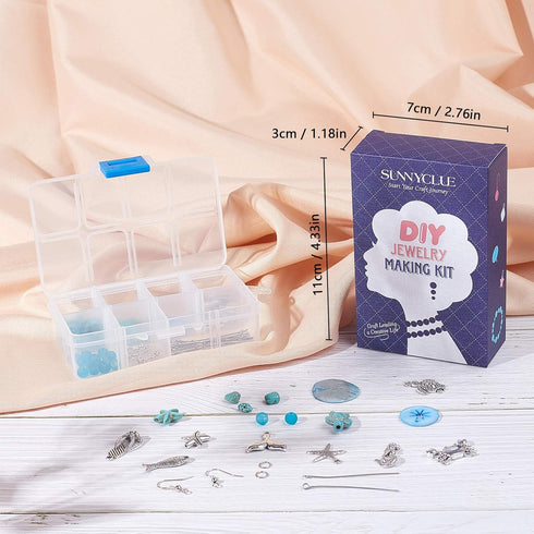 SUNNYCLUE 1 Box DIY 10 Pairs Starfish Mermaid Turquoise Earring Making Starter Kit Ocean Beach Summer Theme Earrings Synthetic Turquoise Beads Tur...