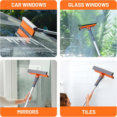 eazer Window Cleaning Squeegee Kit, 2-in-1 Rotatable Squeegee for Window Cleaning, Window Cleaner Tool, Window Washing Equipment Kit with Extensio...