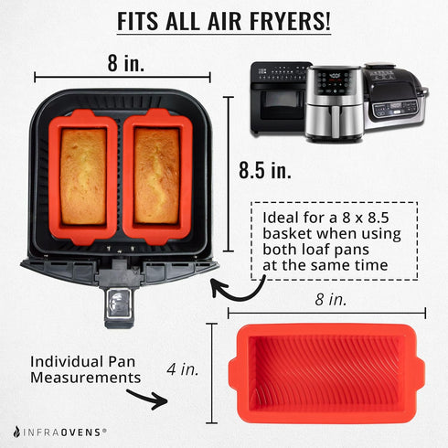 Air Fryer Silicone Loaf Pans for Baking, Non-Stick Bread Cake Pan, 8 inch Airfryer Bakeware Sets, Meatloaf Brownie Corn, Fits Instant Pot, Ninja F...