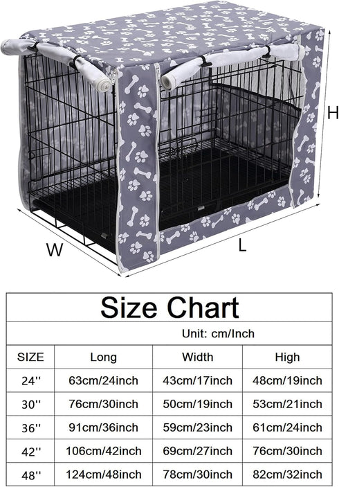 Pethiy Dog Crate Cover Durable Polyester Pet Kennel Cover Universal Fit for Wire Dog Crate - Fits Most 24 inch Dog Crates - Cover only-Sky Gray-24...
