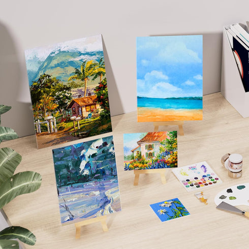 MaxGear Canvas Boards for Painting, 10 Pack Art Paint Canvas Panels Set Boards - 4x4, 5x7, 8x10, 9x12, 11x14 Inches 100% Cotton Primed Painting Su...
