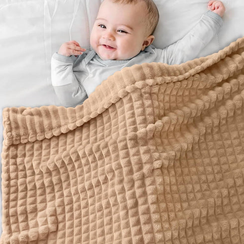 HOMRITAR Baby Blanket for Boys 3D Square Grid Design Super Soft Fuzzy Cozy Warm Toddler Blanket Plush Fluffy Receiving Blankets for Newborn Infant...