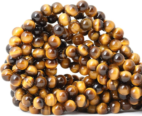 45PCS 8mm Natural Yellow Tiger Eye Stone Gemstone Round Loose Beads for Jewelry Making DIY Findings 1 Strand 15"...
