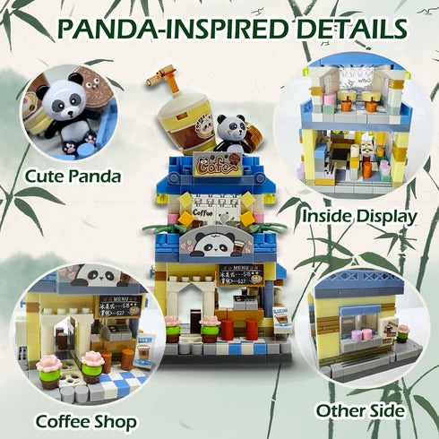 Panda Coffee-Shop Building-Blocks Set- Mini Blocks Cafe House Construction Building Blocks Collection Set 410 PCS for Teen and Adults, as Celebrat...