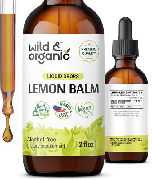 Lemon Balm Tincture - Organic Lemon Balm Liquid Extract - Lemon Balm Herb Drops - Vegan, Alcohol Free Supplement - 2 fl oz...