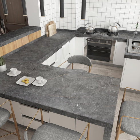 Glossy Gray Marble Wallpaper Peel and Stick Thick Textured Grey Marble Contact Paper Self Adhesive Removable Granite Wallpaper Oilproof Waterproof...