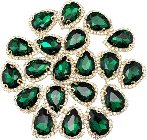 20pcs Teardrop Flatback Rhinestone Sew on Glass Crystal Buttons Charms Embellishments for Jewelry Clothes Shoes Decoration Headband Belt Dress Wed...
