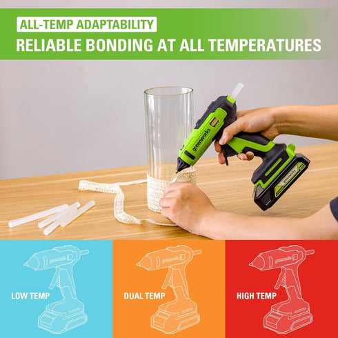 Greenworks 24Pcs Full Size Hot Glue Stick, 6" x 0.43" Clear All Temperature Stick for DIY Craft, Sealing and Repairing, Compatible with Most Glue ...