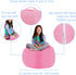 Posh Stuffable Kids Stuffed Animal Storage Bean Bag Chair Cover - Childrens Toy Organizer, Large 38" - Solid Pink...