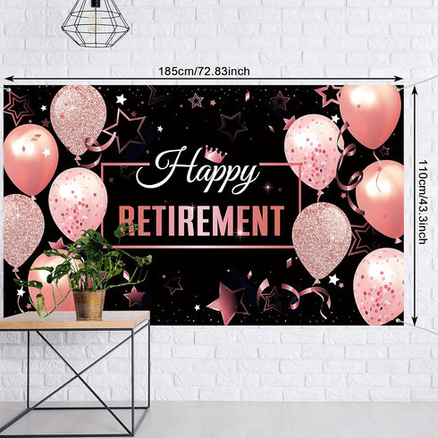Blulu Retirement Party Decorations, Extra Large Fabric Retire Sign Banner Photo Booth Backdrop Background with Rope for Retirement Party Favor(72....