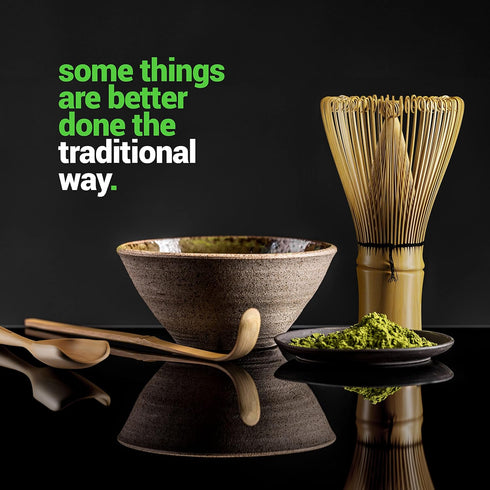 BambooWorx Matcha Whisk Set - (Chasen), Traditional Scoop (Chashaku), Tea Spoon. The Perfect Sets to Prepare a Traditional Cup of Japanese Tea, Ha...