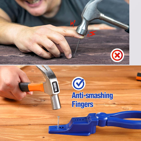 2 Pcs Nail Holder for Hammering, Plastic Pliers, Finger Safe for Hammer Nails in Slip Joint Pliers, Finishing Nails Pliers Keeps Fingers Safe, Bas...