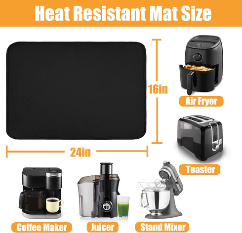 Heat Resistant Mat for Air Fryer, 16 x 24in Heat Resistant Mat for Countertop, Fireproof Silicone Countertop Protector Appliance Slider Mat for Ai...