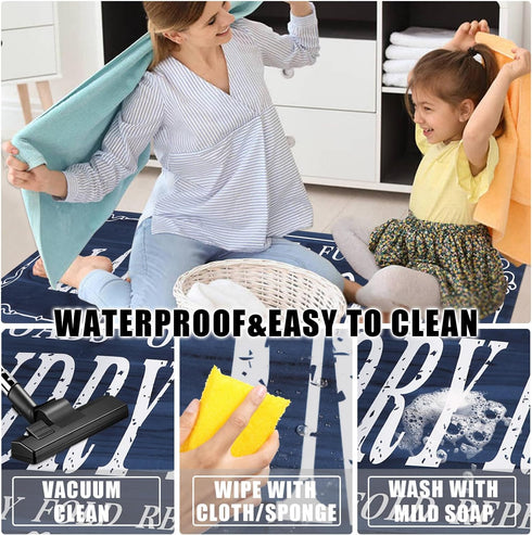 Cekene Laundry Room Runner Rug 20"x59" Non Slip Farmhouse Laundry Rug Runner Washable Laundry Mats with Rubber Backing Blue Kitchen Rug Carpet Run...