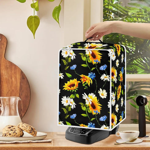 Sunflower Daisy Coffee Maker Cover with Top Handle Polyester Dustproof Stand Mixer Cover Home Kitchen Appliance Accessories, Fits Most Kitchen App...