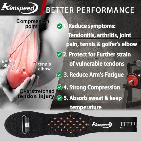 Elbow Brace for Tendonitis, Tennis Golfer's Elbow Pain Relief, with Removebale Pad adjustable elbow relief strap for Men and Women...