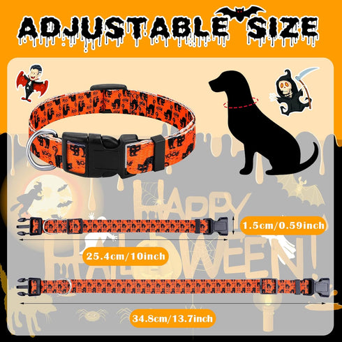 6 Pcs Halloween Dog Collars for Dogs Pumpkin Basic Dog Collars Adjustable Lightweight Holiday Dog Collar Comfortable Dog Collars with Plastic Buck...