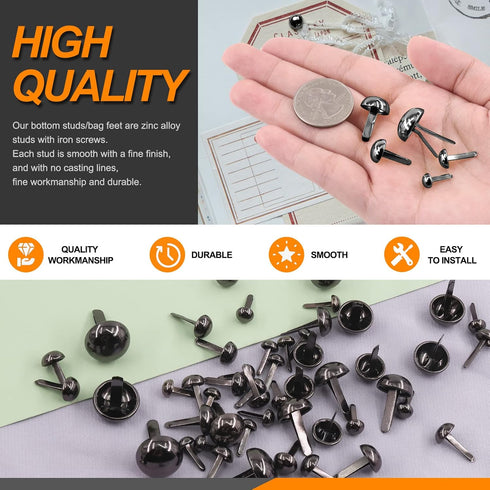 Rustark 500PCS 5 Sizes Black Paper Fasteners Round Brads Fasteners Assortment Kit Mushroom Head Paper Fasteners Brass Metal Brads Scrapbooking Dec...
