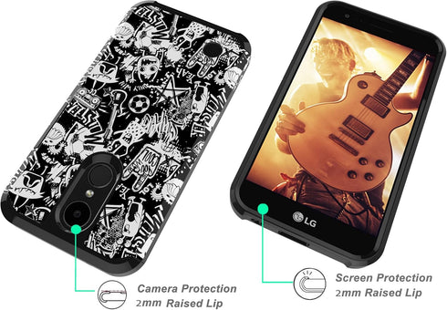 Compatible with LG K10 2017 Case with Graffiti Design,LG K20 V/LG K20 Plus/LG Harmony/LG V5/LG Grace Case,Hybrid (PC + TPU) Dual Layer Sturdy Prot...