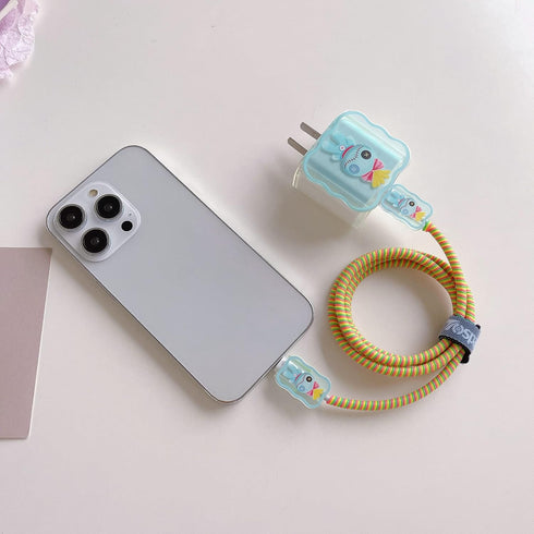Cute DIY Cable Protector, Compatible for iPhone 20W USB-C Power Adapter and Lightning Cable-Size 14......