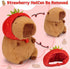 Emoin Capybara Plush Toy with Strawberry Hat 9.8Inch Kawaii Capybara Plushie Soft Brown Capybara Stuffed Animals Doll Pillow Strawberry Capybara H...