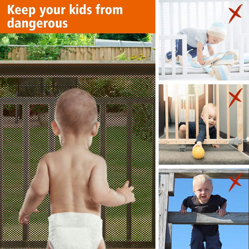 Child Safety Net, Durable Banister Guard for Baby Safety Stairs Railing Balcony Cribs, Banister Stair Mesh Baby Proofing, Easy to Install Stair Ne...