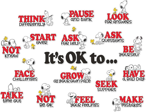 Eureka Peanuts Snoopy It's Ok to… Classroom Bulletin Board Set for Teachers, 42 Pieces...
