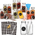 AuroTrends Spice Jars with Labels 6oz 16Pack, Glass Spice Jars with Shaker Lids Complete Set-6oz Seasoning Containers with 180 Waterproof Spice La...