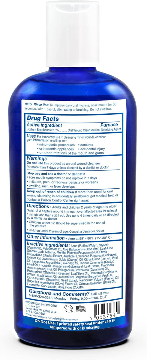 Eco-Dent Alcohol-Free Mouthwash, Mint - Ultimate Essential MouthCare, Oral Care Mouth Wash for Adults, Baking Soda Mouth Rinse with Essential Oils...