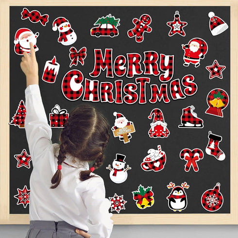 36 Pieces Christmas Magnets Merry Christmas Refrigerator Magnetic Santa Claus Fridge Magnet Stickers Happy Holiday Decoration for Car Mailbox Lock...