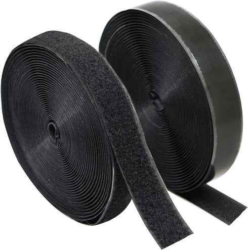 (26 FT x 1 Inch) Stick On for Fabric, No Sew Sticky Back Patches for Clothes, Curtains - Double Sided Hook and Loop Tape Strips with Adhesive for ...