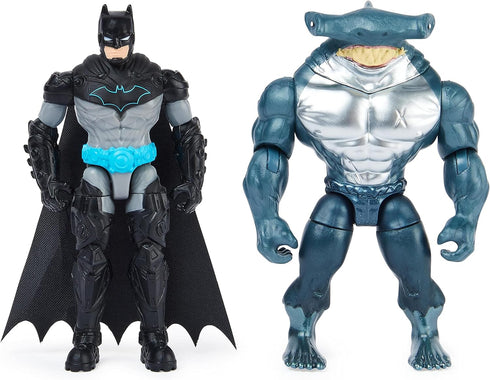 Batman 4-inch Bat-Tech Batman and King Shark Action Figures with 6 Mystery Accessories, for Kids Aged 3 and up...