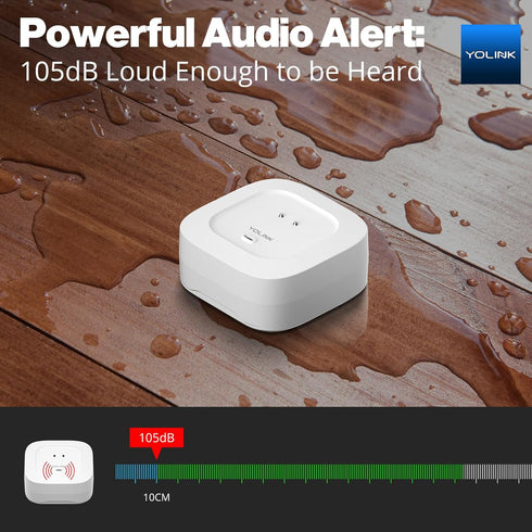 YoLink Water Leak Detector 4 with 105dB Audio Alarm, Freeze Warning, App Push, Email Alerts and Limited Text - Smart Water Sensor Alarm w/ Alexa, ...